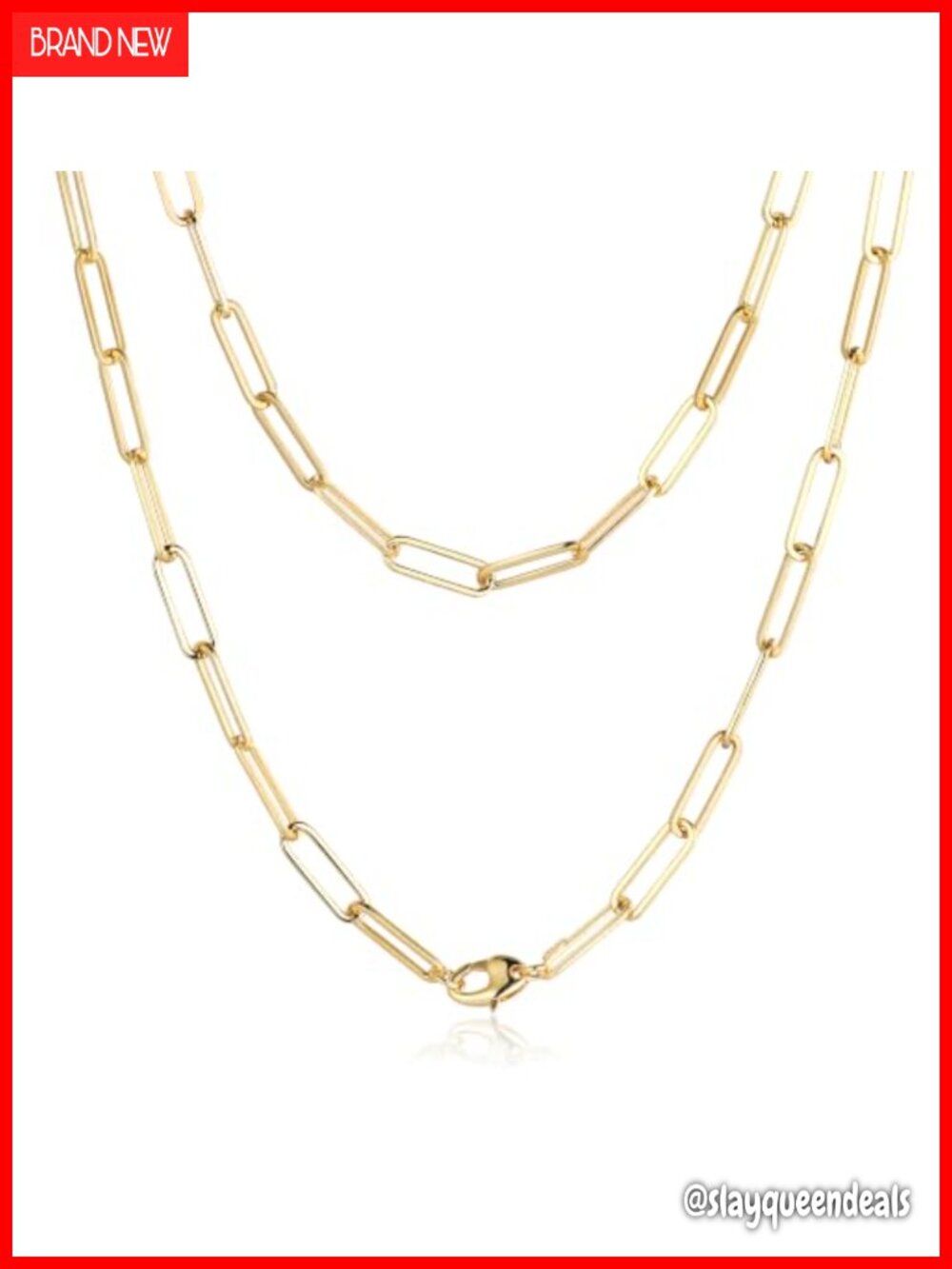 14K Gold Paperclip Chain Necklace Dainty Minimalist Layering Jewelry